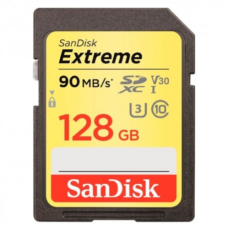 SANDISK Extreme SDXC Card 128GB 90MB/s V30 UHS-I U3