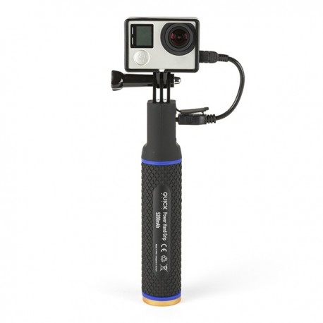 QUICKMEDIA POWER GRIP MONOPOD con BATERIA integrada 5200Mah (QMHGPB)
