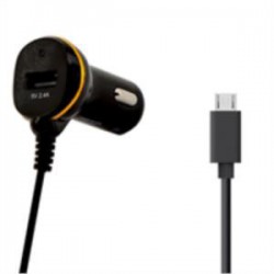 X-One cargador coche 1x USB + 1x microUSB 2.4A Neg