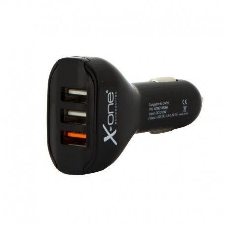 X-One cargador coche QC 3x USB 3.6-6.5V / 3A Neg