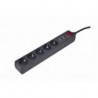 Regleta 5 tomas protec antipicos Negra 1,5m