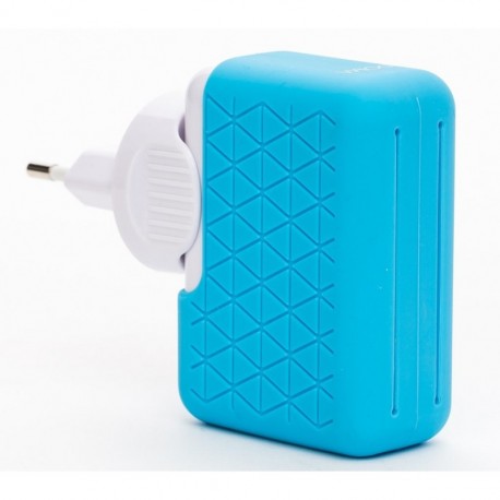 CARGADOR UNIVERSAL PARED4 PUERTOS USB AZUL